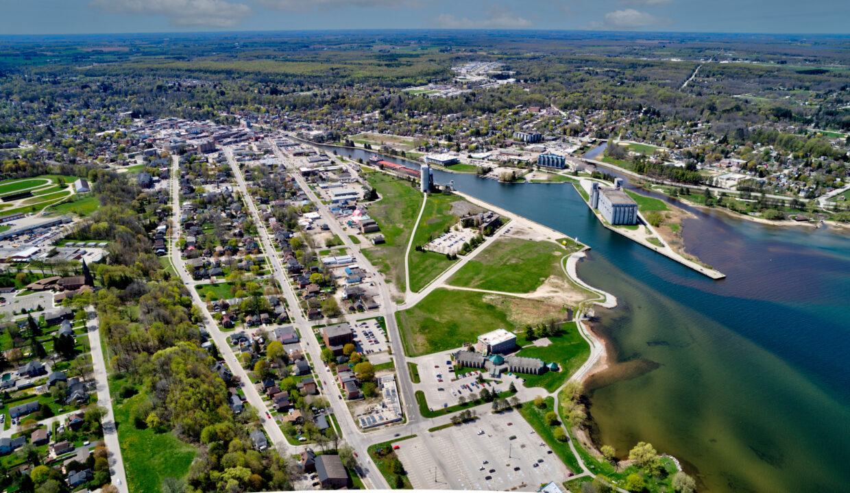 297 18th Aerial - May 6th - property to downtown 2 - HDR - lens corrected